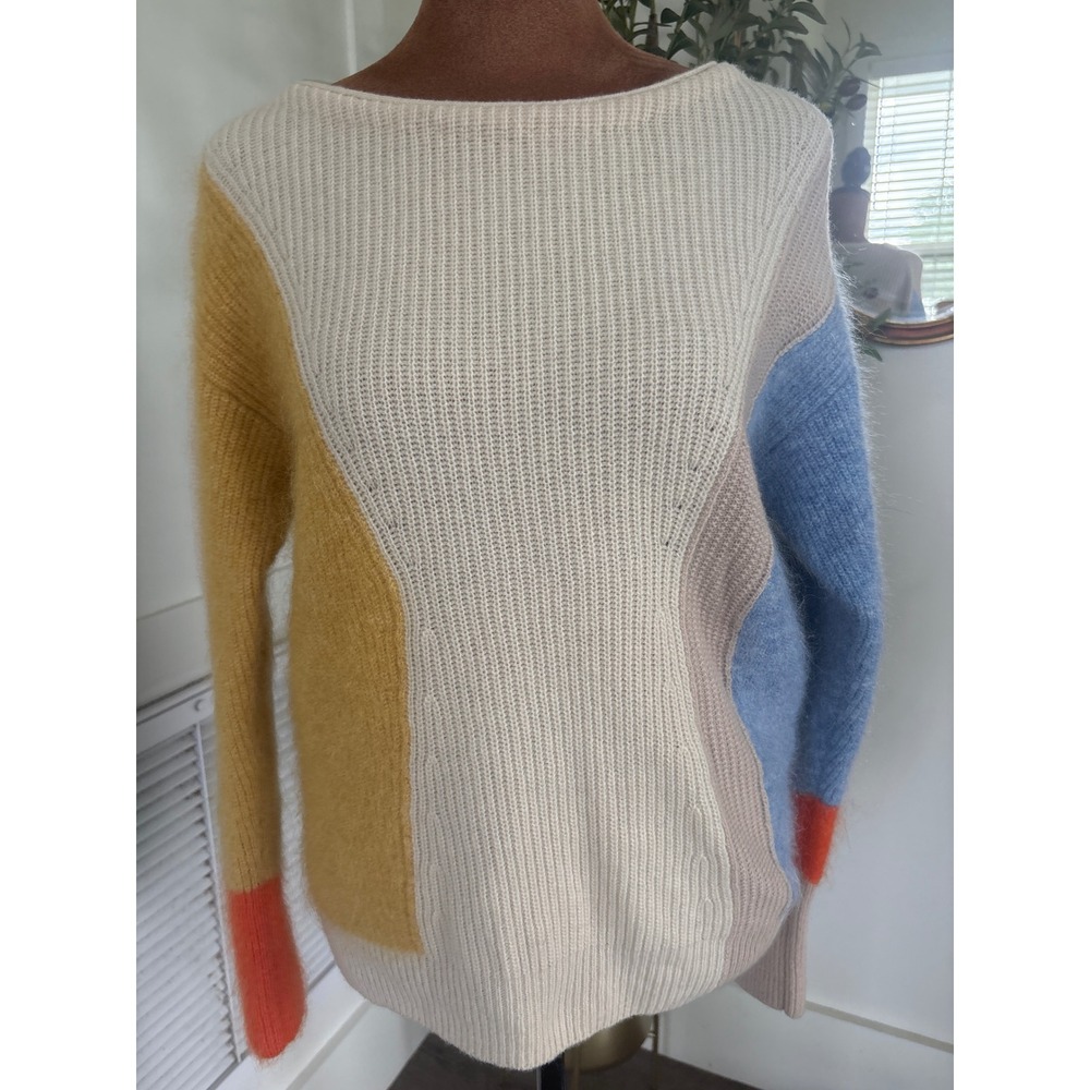 Marc O'Polo Womens XS Colorblock Mohair Wool Blend Boat Neck Sweater